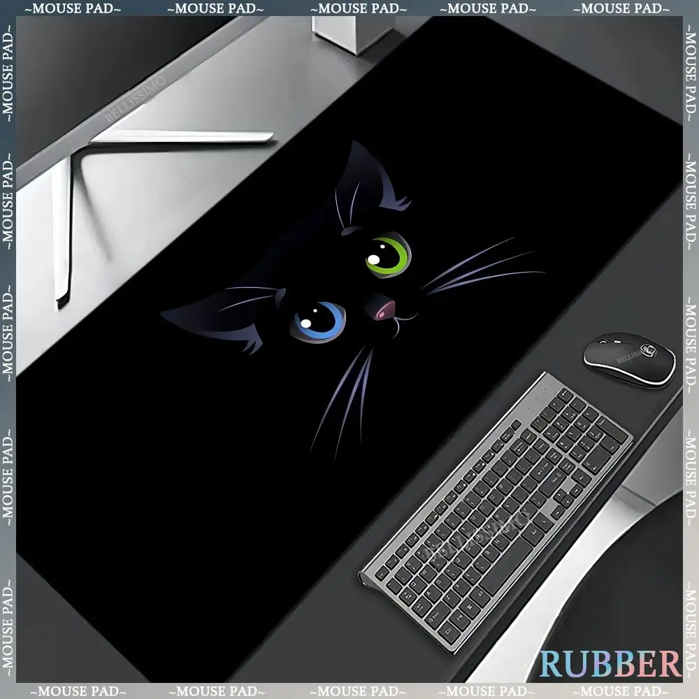 

Cute Cat Mouse Pad Art Kawaii Black Computer XXL Keyboard Pad Large Game Mouse Pads Desk mat Computer Gaming Office Mouse mats