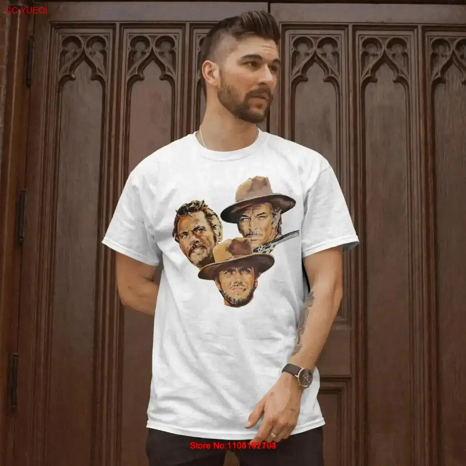 Футболка «Хороший плохой и уродливый» Клинт Иствуд Классический фильм винтажная стираная мягкая дизайнерская одежда с рисунком homme vintage Washed Футболка «Хороший плохой и уродливый» Клинт Иствуд Классический фильм винтажная стираная мягкая дизайнерская одежда с рисунком homme vintage Washed