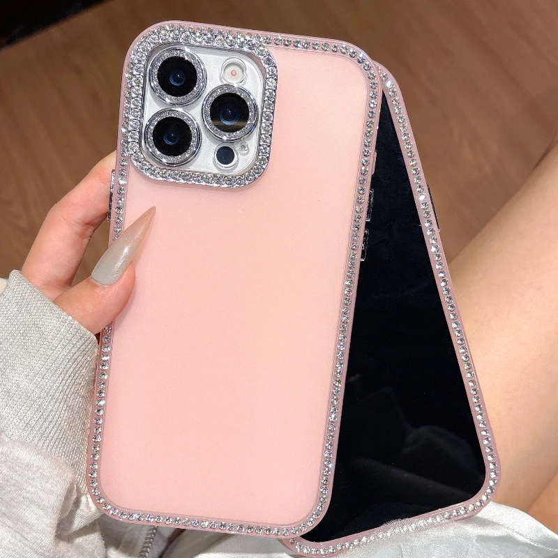 

Luxury Plating Glitter Diamond Rhinestones Transparent Phone Case For IPhone 16 15 14 13Pro Max 12 11 Soft Silicone Bumper Cover