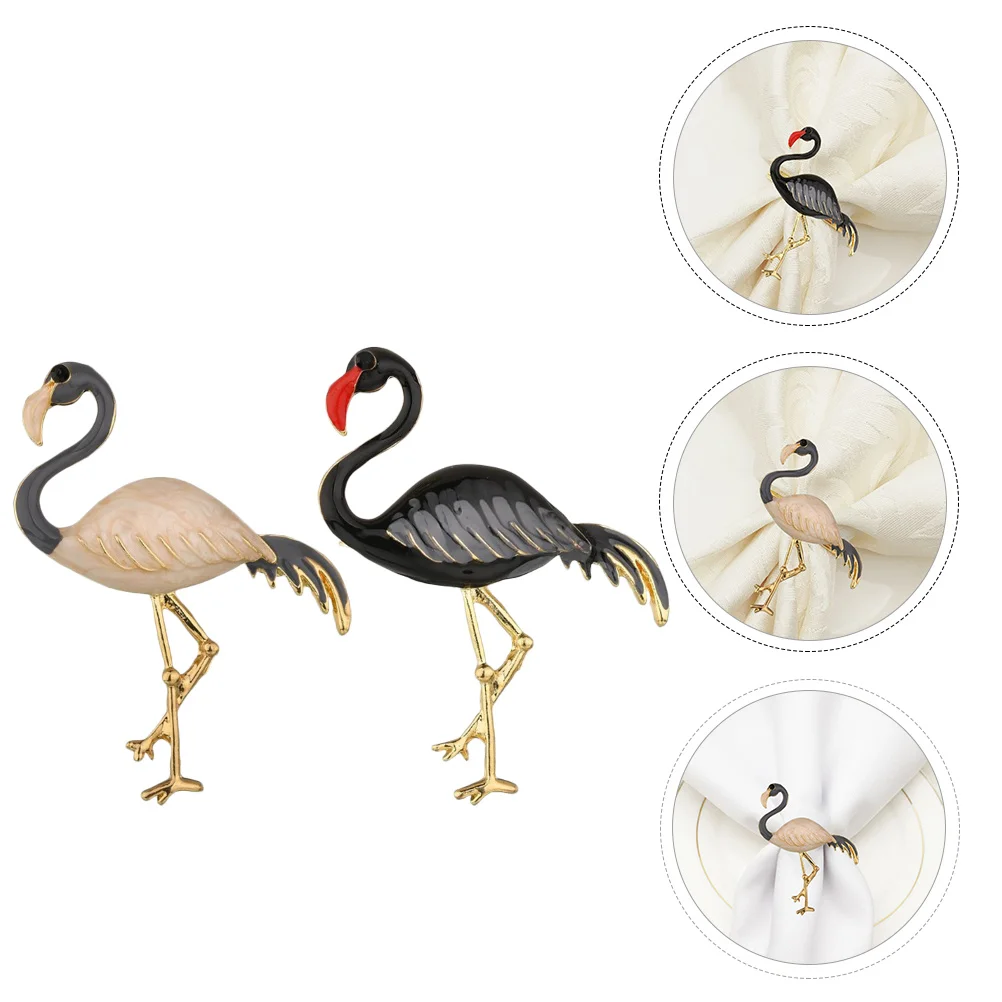 4 Pcs Flamingo Napkin Buckle Decor Wedding Party Festival Alloy Grace Shaped Ring Delicate Holder Hawaii Style Banquet for