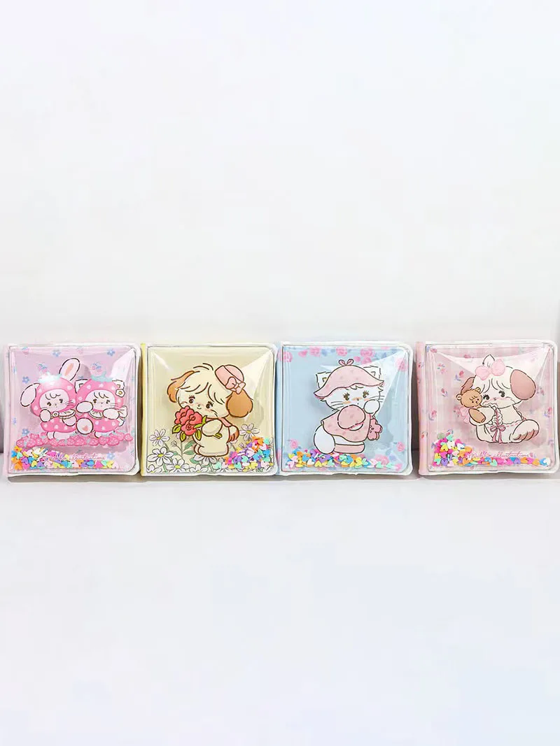 Kawaii Mikko Colorful Square Flowing Sand Book Anime Air Stress Relief Book Anime Diary Book Rabbit Bear Girl Gift Stationery