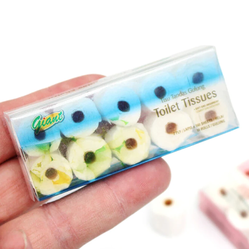 1/12 Mini rotolo di asciugamani di carta modello casa delle bambole decorazione di carta igienica accessori per la decorazione del bagno della casa delle bambole