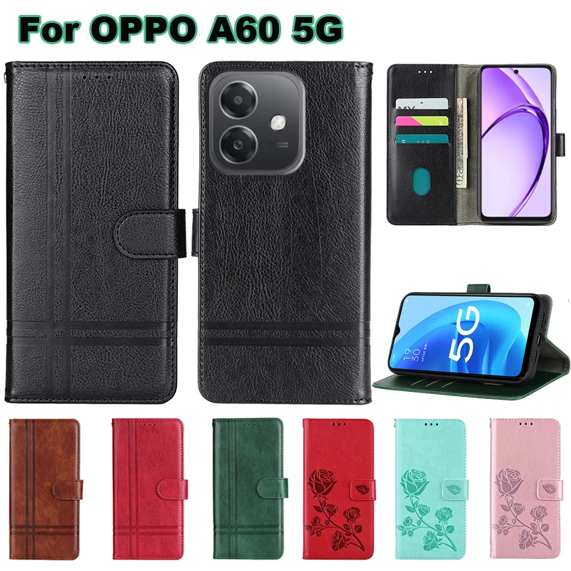 Wallet Cover For OPPO A60 5G CPH2683 Case For OPPO A3i A3 4G A3X CPH2681 A3 5G CPH2693 Phone Etui de OPPO A40 A40M CPH2669 Funda