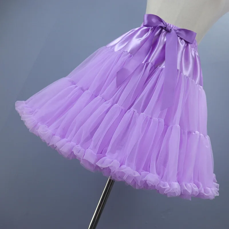 Women's Elastic Waist Petticoat Puffy Tutu Tulle Skirt Princess Ballet Dance Pettiskirts Underskirt