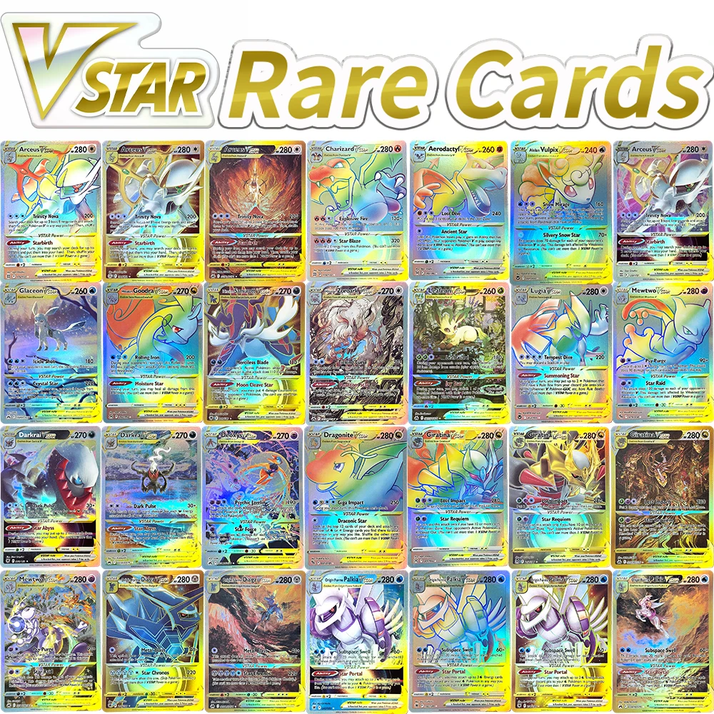 Tarjetas de Juego PTCG VSTAR Foil: Aerodactyl/Charizard/Dragonite/Mewtwo/Arceu/Giratina/Origin Forme Dialga/Palkia/Darkrai/ Tarjetas VSTAR