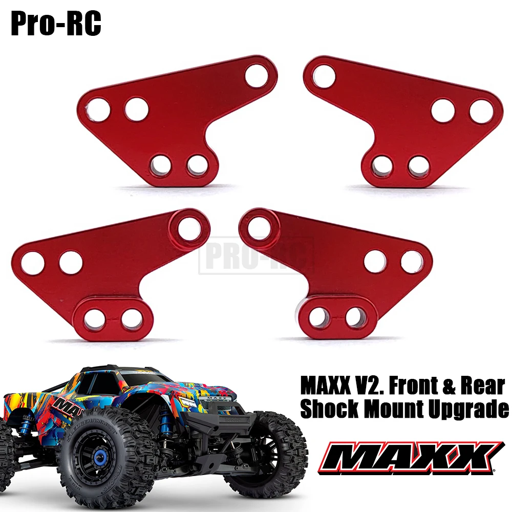 4Pcs Front & Rear Shock Absorber Lower Mount Seat Upgrade for Traxxas 1/10 MAXX V2 WideMaxx  Rc Car Alloy Parts