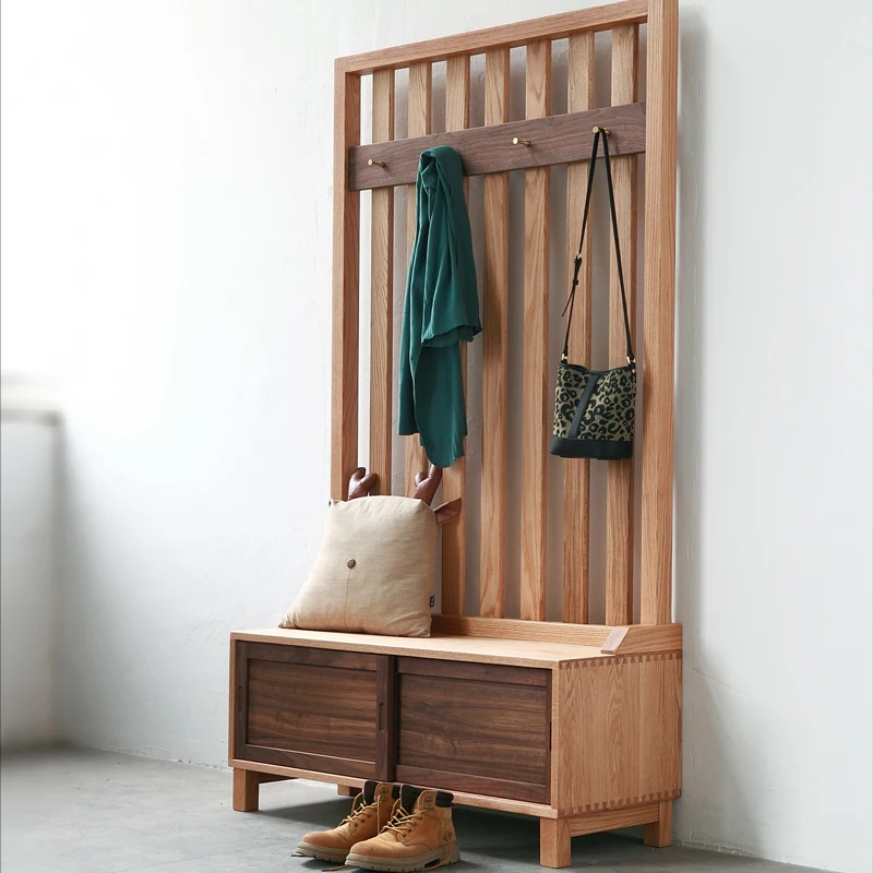 Home coat rack, shoe change stool, shoe cabinet, foyer grille, log wind hanger, partition and storage