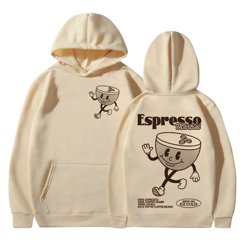 

2024 Espresso Martini Cocktail Cartoon Print Hoodie Men Women Harajuku Fashion Pullover Sweatshirt Casual Cute Oversized Hoodies