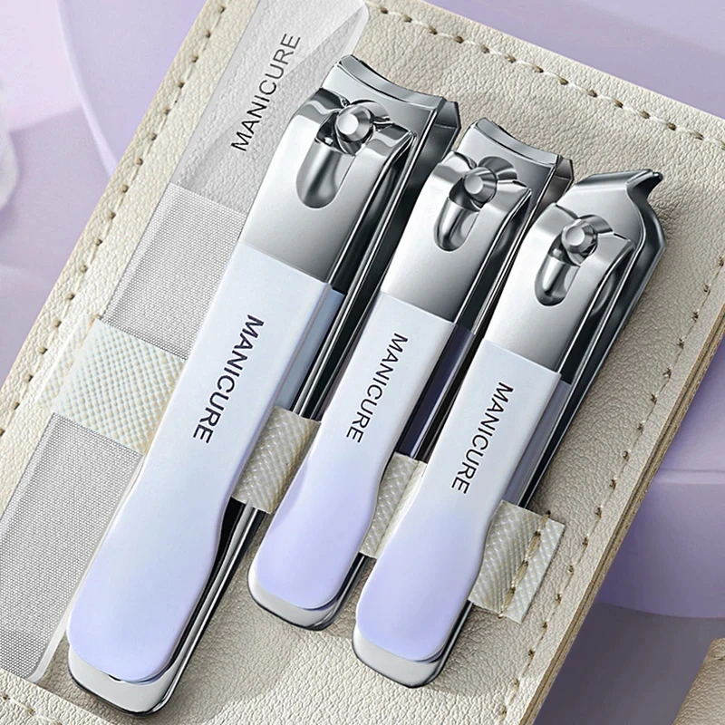 4 PCs New Nail Clippers Set with Rotating Leather Bag Professional Trimmer Pedicure Care Tools Manicure Set Home Care Gift image 4
