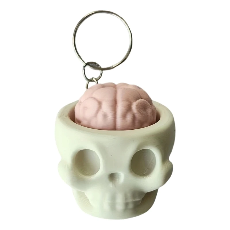 Skull Keychain Fidgety Toy Pressable Head 4Cm/1.57in 3D Print Novelty Clicking for Backpacks Pouches Desk Toy and Travel A2UB