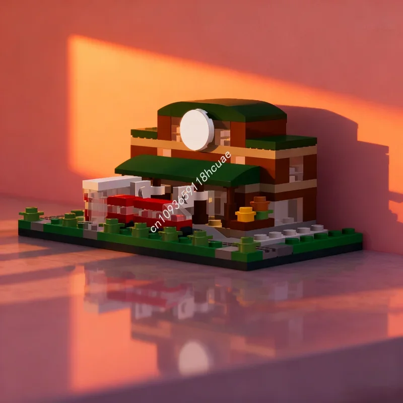 

Набор строительных блоков MOC Bricktober Train Station (191 деталь) – модель вокзала с колесами, конструктор, идея для подарка на Рождество, игрушка для самостоятельной сборки