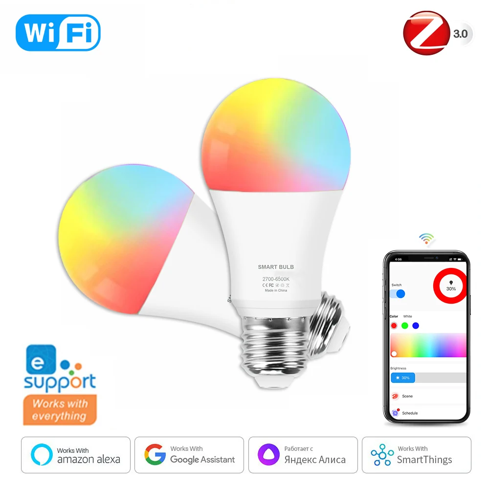 Ewelink E27 lampadine a LED Zigbee Wifi Smart LED Lamp RGB CW WW lampadina a LED funziona con Alexa Google intenance Smartthings