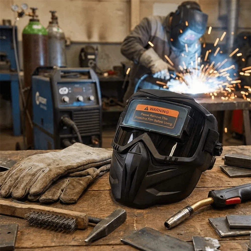 Face Protector Auto Darkening Welding Helmet Detachable Head-mounted Welder Mask Antiglare Impact Resistant Welding Face Shield
