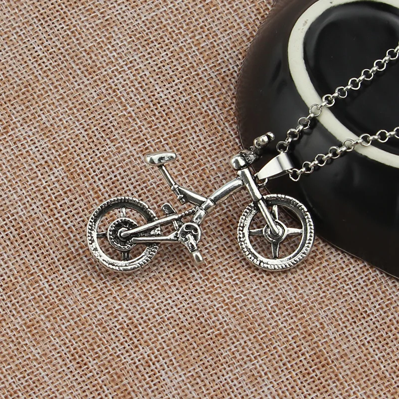 New Fashion Necklace For Women Man Classic Bicycle Silver Color Choker Pendant Necklace Party Jewelry