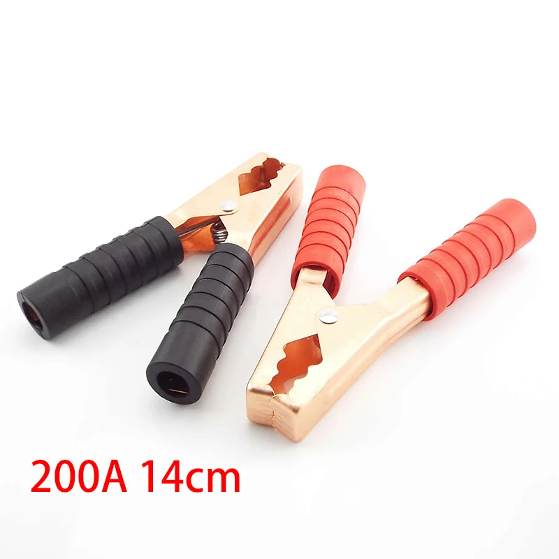 Pinzas de batería de cocodrilo para coche, Clip de cocodrilo grande, Conector de enchufe, acumulador de energía, rojo y negro, 200A, 14cm