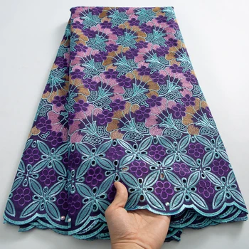 Tecido de renda nigeriano para mulheres, algodão bordado, Swiss Voile, vestido de noiva de Dubai, alta qualidade, A3783, 2024