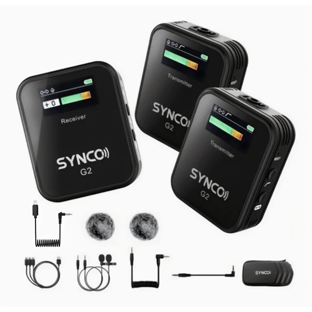 G2A2 Dual Lapel Microphone Synco Camera + Cable For iPhone