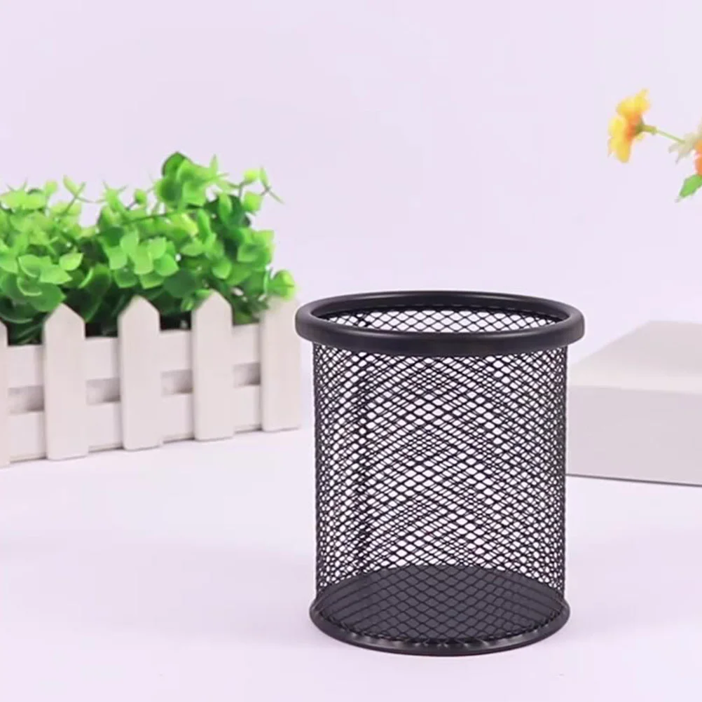 2 Pcs Circular Pen Holders Iron Stationery Containers Smooth Anti Design for Office Study Bedroom Libraries Home