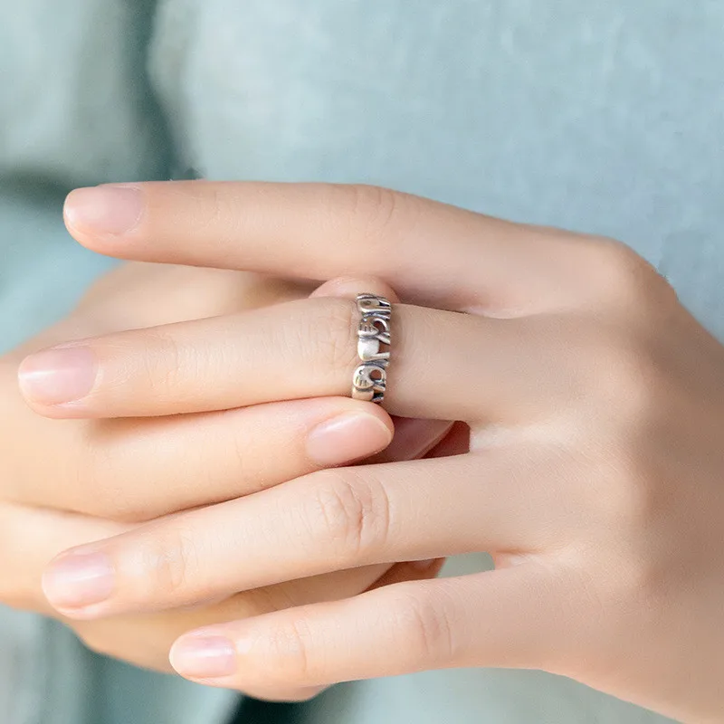 Buyee 925 Sterling Silver Female Ring Elegant Elephant Open Ring for Women Fashion Ethnic Small Fine Jewelry Circle Gift