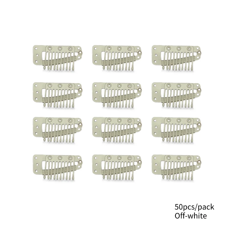 50 stks/pak Nep Haar Clip met Rubber voor Haarverlenging DIY Clip Haarverlenging 10 Tanden Pruik Stof Zwart Wit S Bruin
