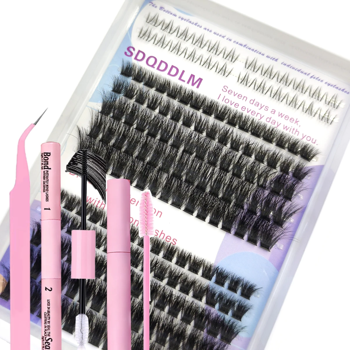 60-reihiges DIY-Wimpernverlängerungs-Set, Cluster, individuelles Wimpern-Set, Mix-Stile, 10–18 mm, mit Bindung und Dichtung, Augen-Make-up-Werkzeug – Detail 32