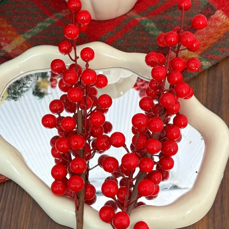 クリスマス人工ベリーステムレッドホーリーベリー枝シミュレーションフラワー植物クリスマスツリーオーナメント新年パーティー装飾