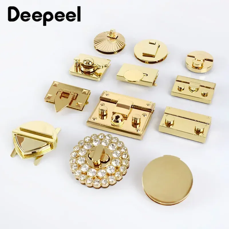 1/2Pcs Meetee Fashion Gold Metal Lock Clasp Turn Twist Locks Closure Snap Clip Buckles DIY Bag Purse Hardware Repair Accessories