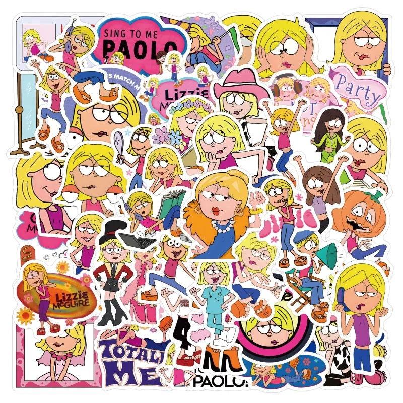 55pcs Lizzie Mcguire Cartoon Stickers Suitcase Water Cup Stationery Mobile Phone Scooter Laptop Refrigerator Decoration