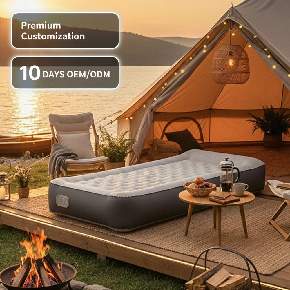 

Flocked Self-Inflating Air Mattress Water-Resistant Leakproof Foldable Glamping/Bedroom Bed