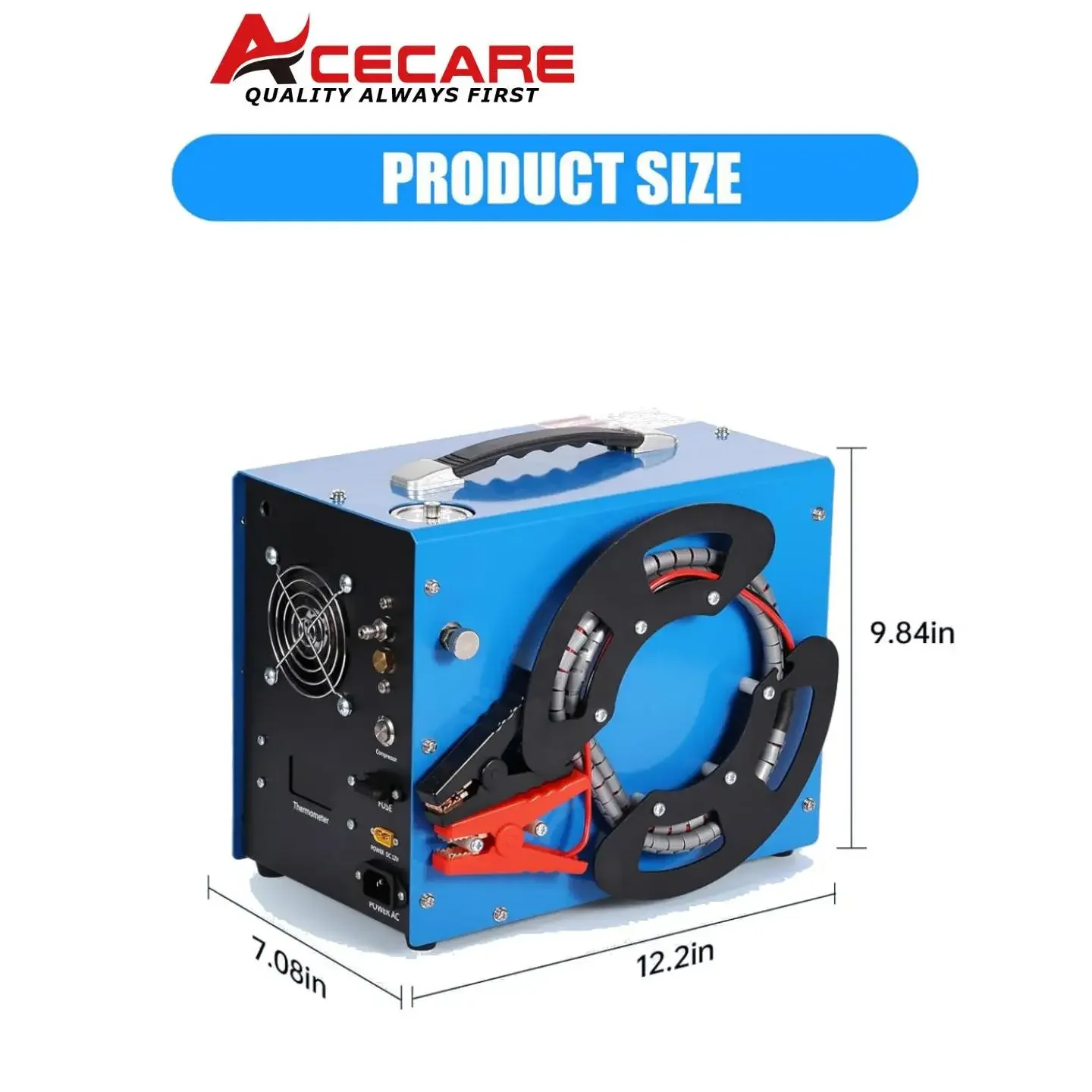 ACECARE 4500Psi Compressor de ar portátil PCP 300Bar Compressor de parada automática de alta pressão com adaptador de alimentação portátil de 12V