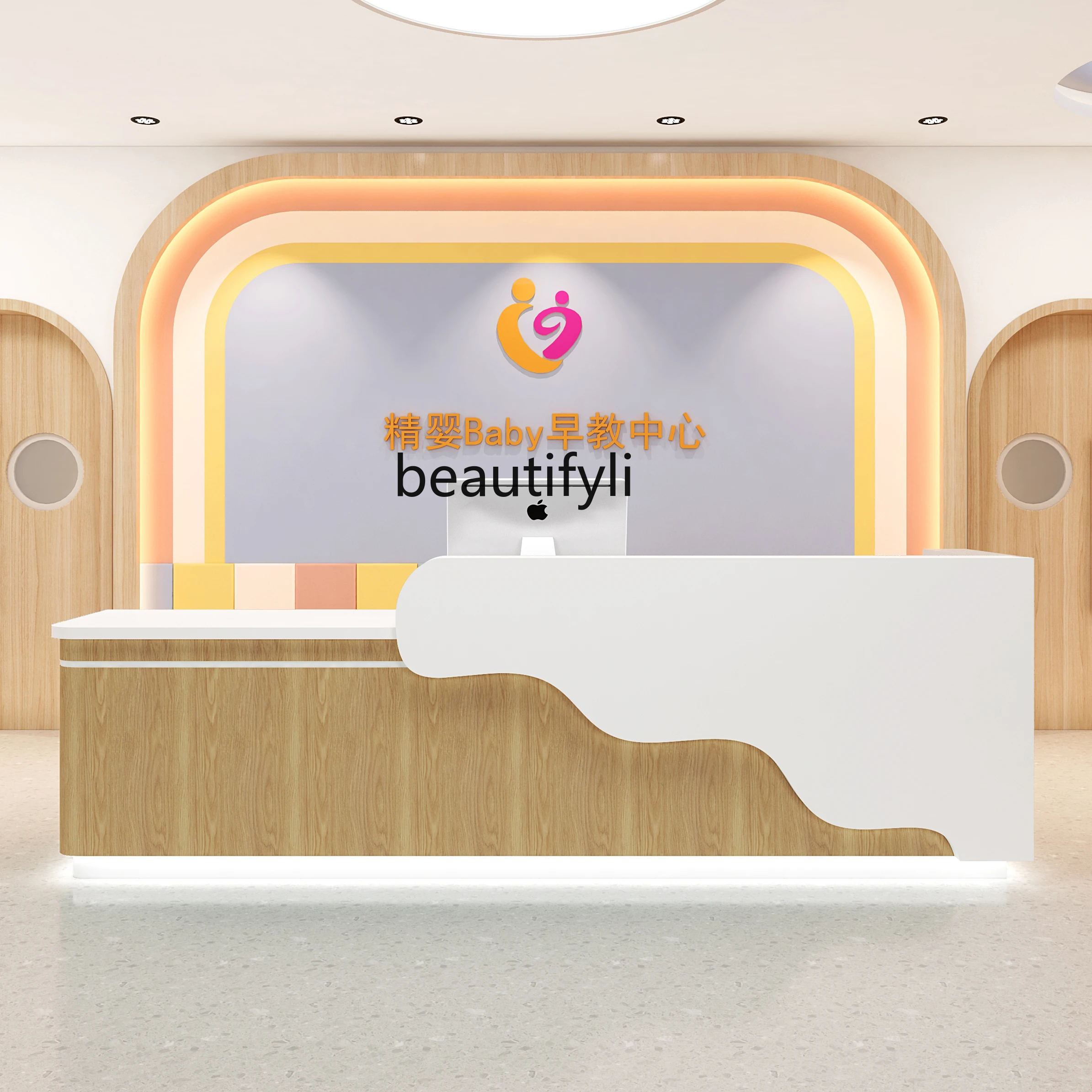 

Company paint front desk kindergarten early education center education and training institutions reception desk clothing