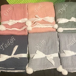 Newborn Customizable Baby Blanket Personalized Name Soft Blanket Perfect Present for Baby Shower Embroidered Children Cute Gifts