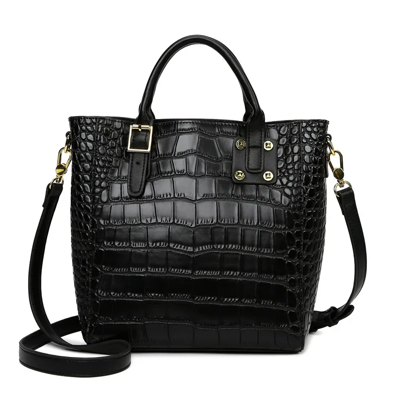 New Women's Bag, Niche Texture, Large Capacity, Fashionable and Simple Portable Bucket Bag, Solid Color Commuter Crossbody Bag