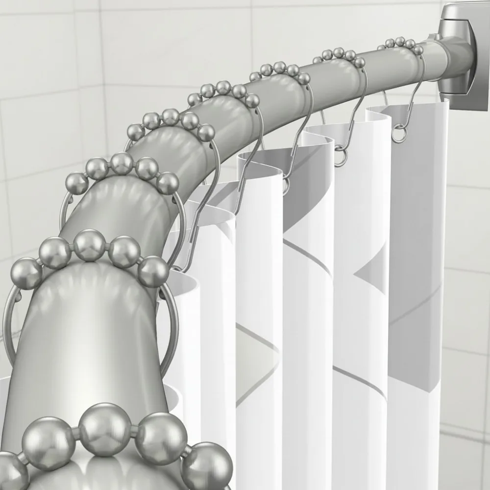 

Adjustable Curved Shower Rod 43-72 Inch Rustproof Aluminum Bathroom Space Saver No Angle Limit