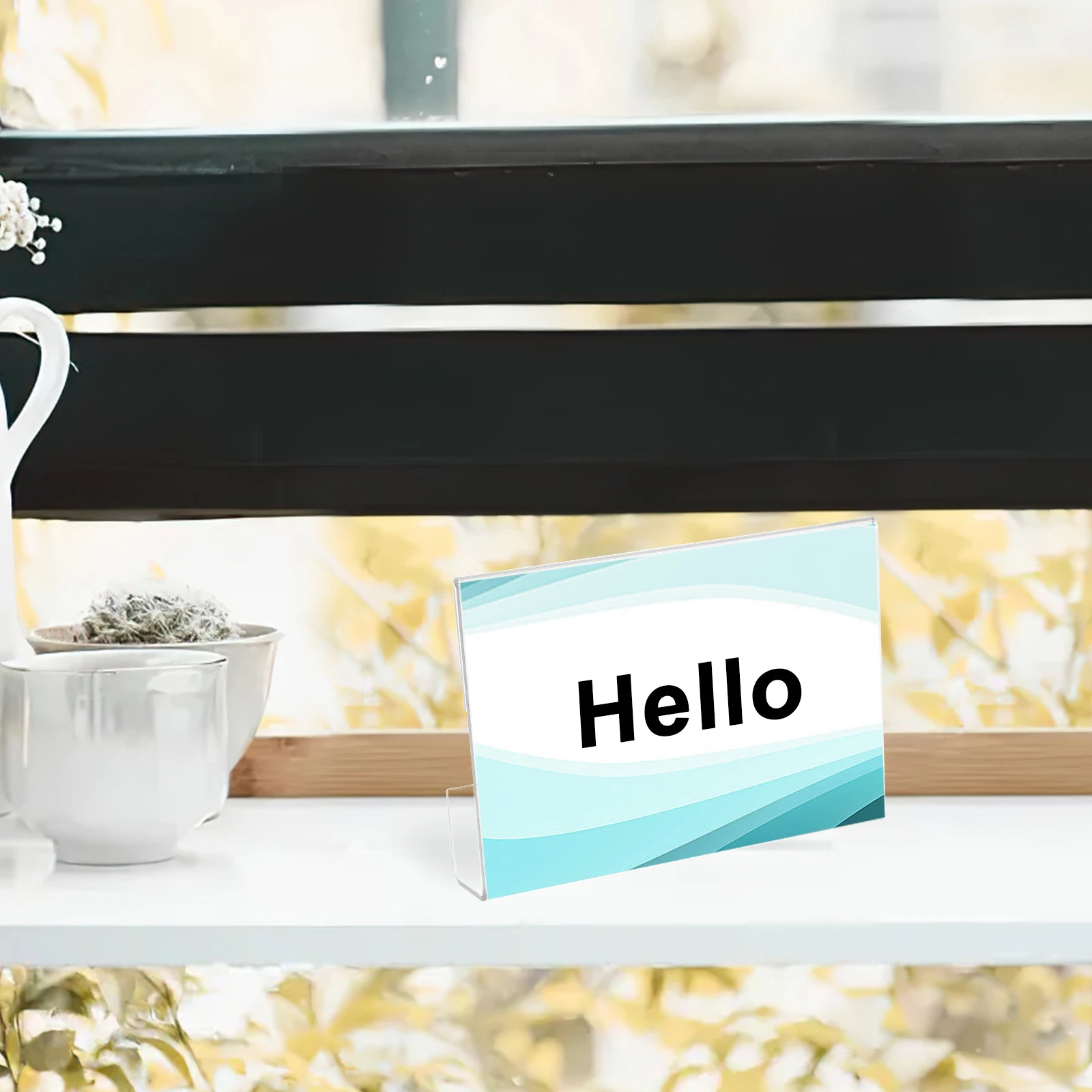

Sturdy Acrylic Name Card Holder Clear Office Supply Workplace Stand Double Sided Portable Lightweight for Business