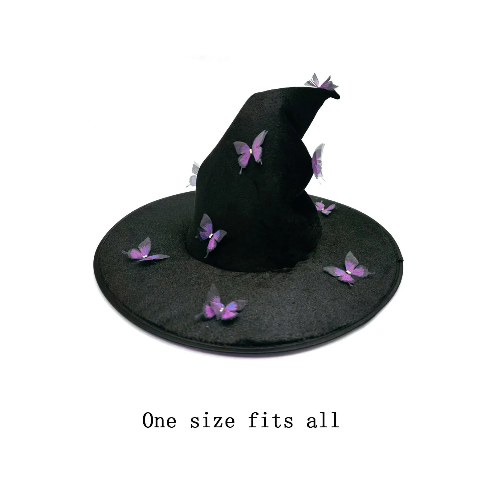 Halloween Pleated Butterfly Witch Hat Funny Wizard Hats Halloween Holiday Decoration Props Cosplay Witch Hat Accessories