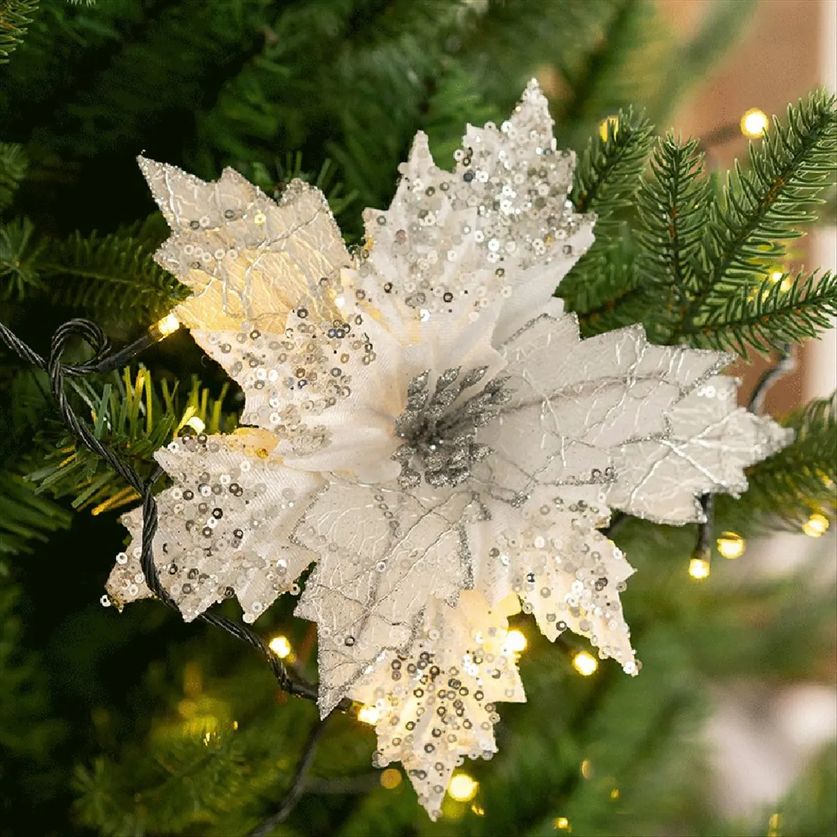 A08I Large Artificial Christmas Flowers Decorating Christmas Tree Ornaments Christmas Tree Decorations A