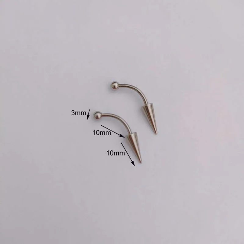 2PCS 316L Stainless Steel Eyebrow Piercing Spike Ring Curved Eyebrow Jewelry Punk Piercing Hypoallergenic Earring