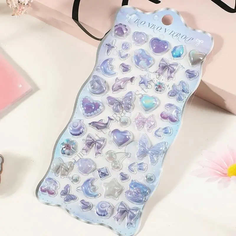 XXFE 8 個子供漫画ステッカー 3D クリスタルエンボスステッカー安全な PVC 粘着デカールステッカー幼児アクセサリー