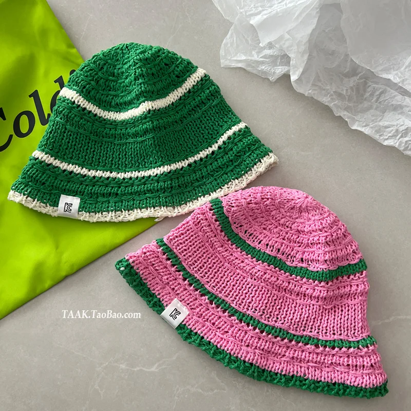 الكورية الصغيرة الطازجة مخطط صياد قبعة المرأة الربيع الصيف تنوعا السفر الشاطئ الشمس حماية قبعة حوض الشمس