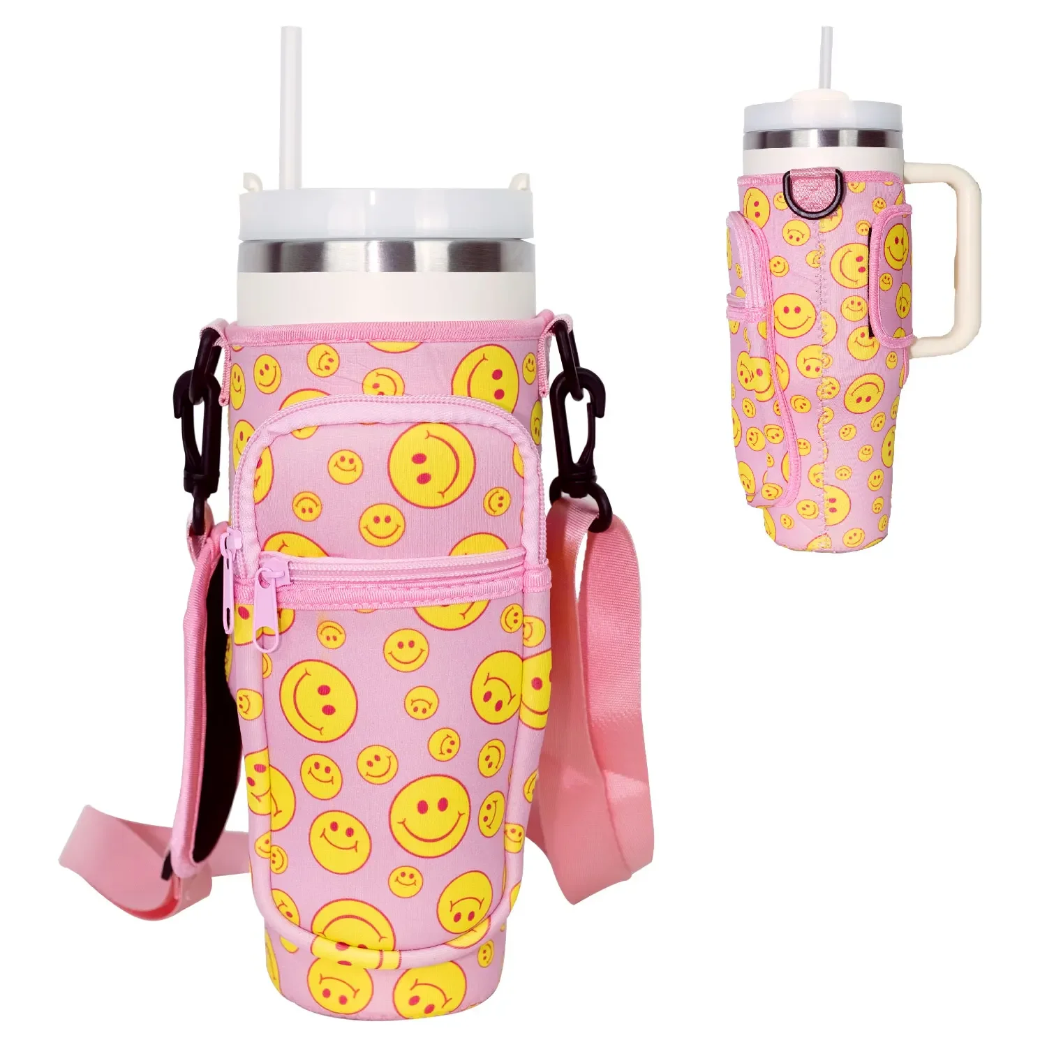 

Insulated Neoprene 40oz Water Bottle Carrier Bag for Stanley Cup with Adjustable Strap with Bag for Phone - for All Occasions!