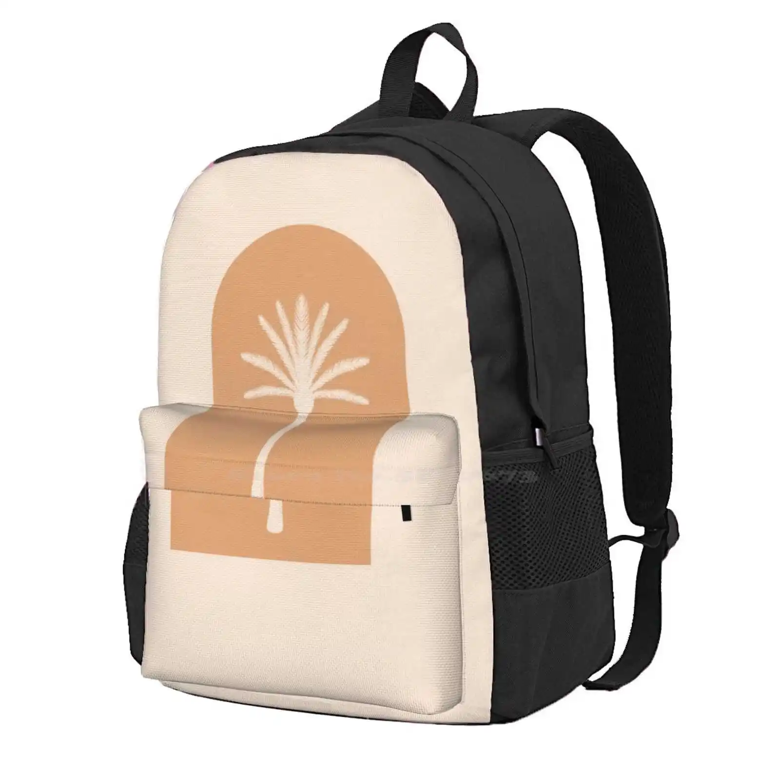 Coastal Palmtree Arch In Warm Beige Hot Sale Schoolbag Backpack Fashion Bags Palm Tree Tropical Beach House Coastal Boho Warm