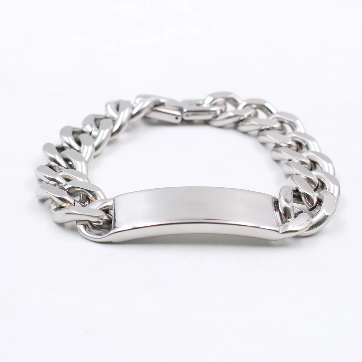15mm WIDE FOR MENS TOP QUALITY STAINLESS STEEL CURB HEAVY HUGE SMOOTH ID BRACELET