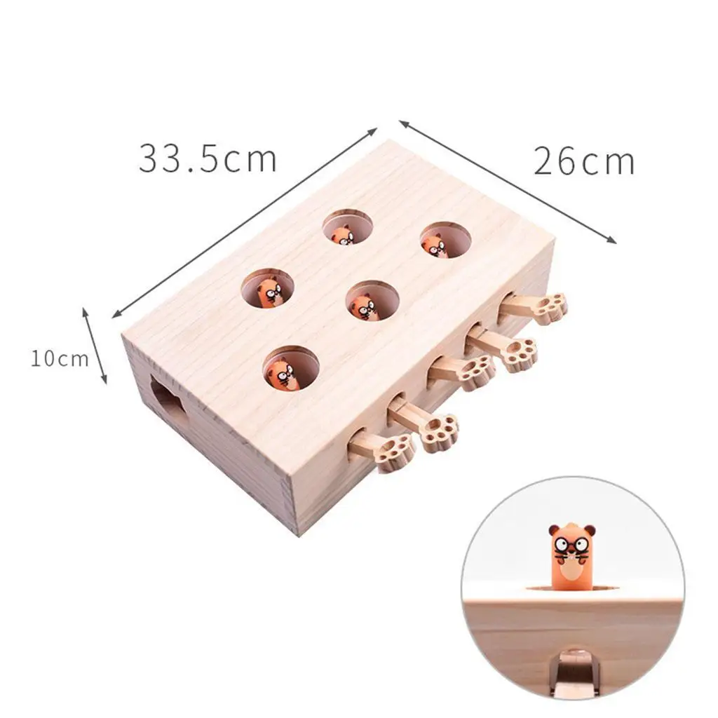 Cat Tease Punch Funny Interactive Toys Wood Whack Mouse Puzzle Box doll