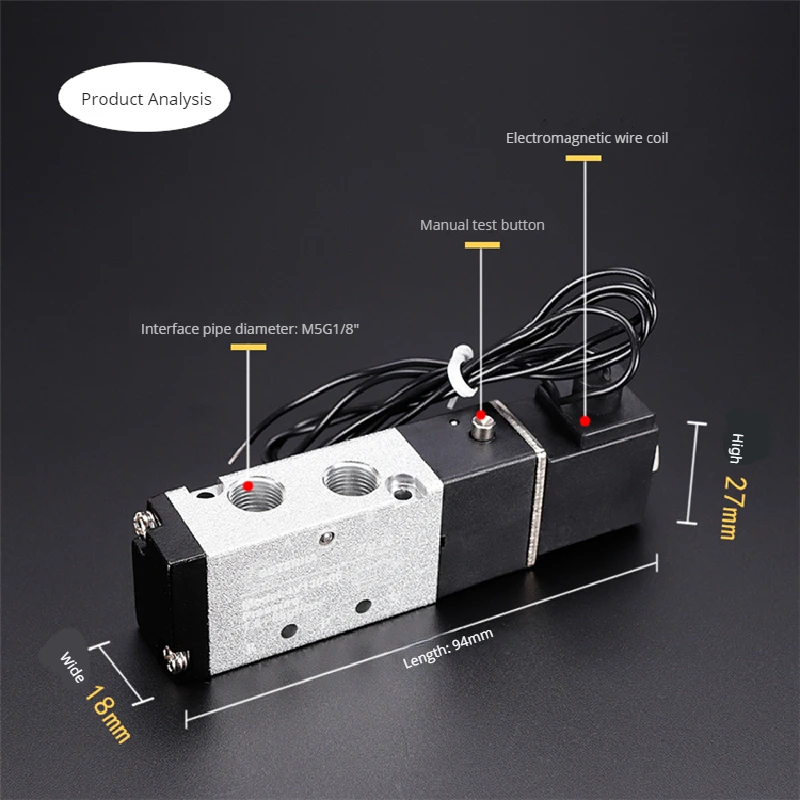 Air Solenoid Valve 4v110-06 1/8 Pneumatic Solenoid Valve 5 Way Port 2 Position Gas Pneumatic Electric Magnetic Valve Dc24 Volt