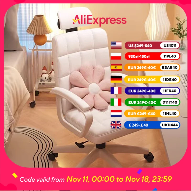 

Bedroom Armrest Office Chair Headrest Elegant Swivel Study Gaming Chairs Design Nordic Modern Sillas De Oficina Furniture Home