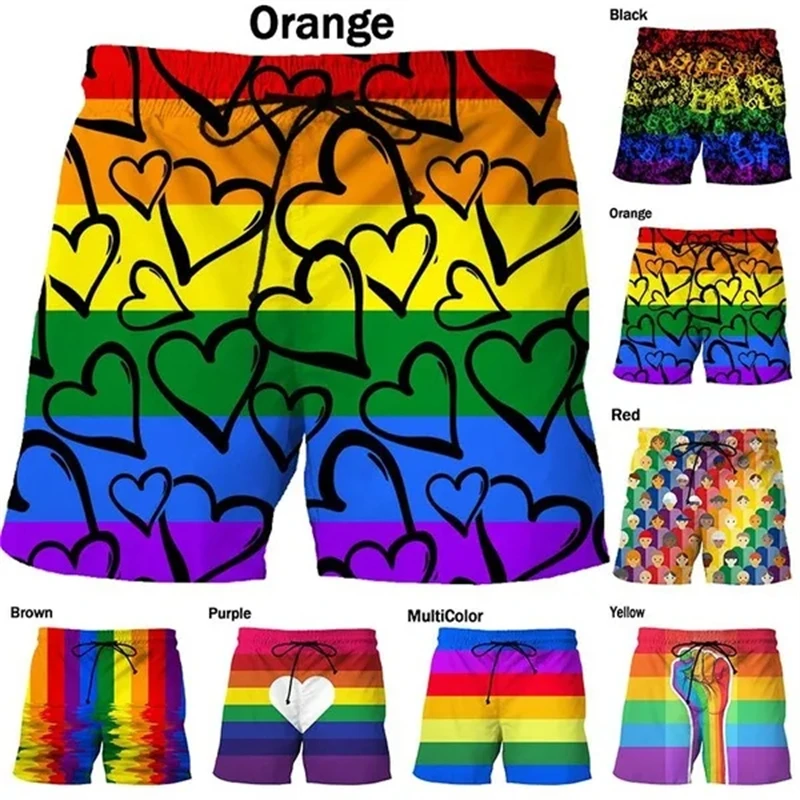 Pantalones cortos en forma de corazón para hombre, 3D Bañador con estampado, bañadores de playa, deportivos, para gimnasio, 2023