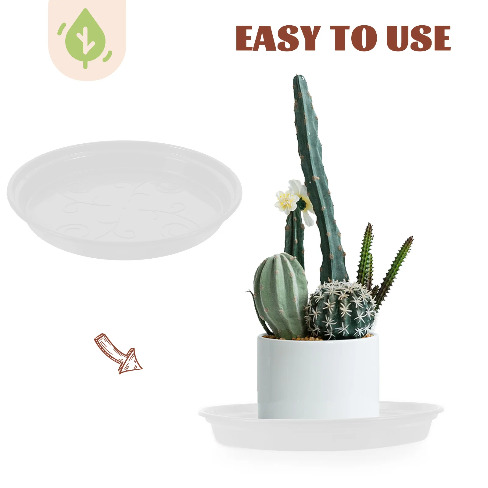 

20Pcs White Plastic Plant Saucers Round Flower Pot Trays For Water Drainage And Soil Spillage