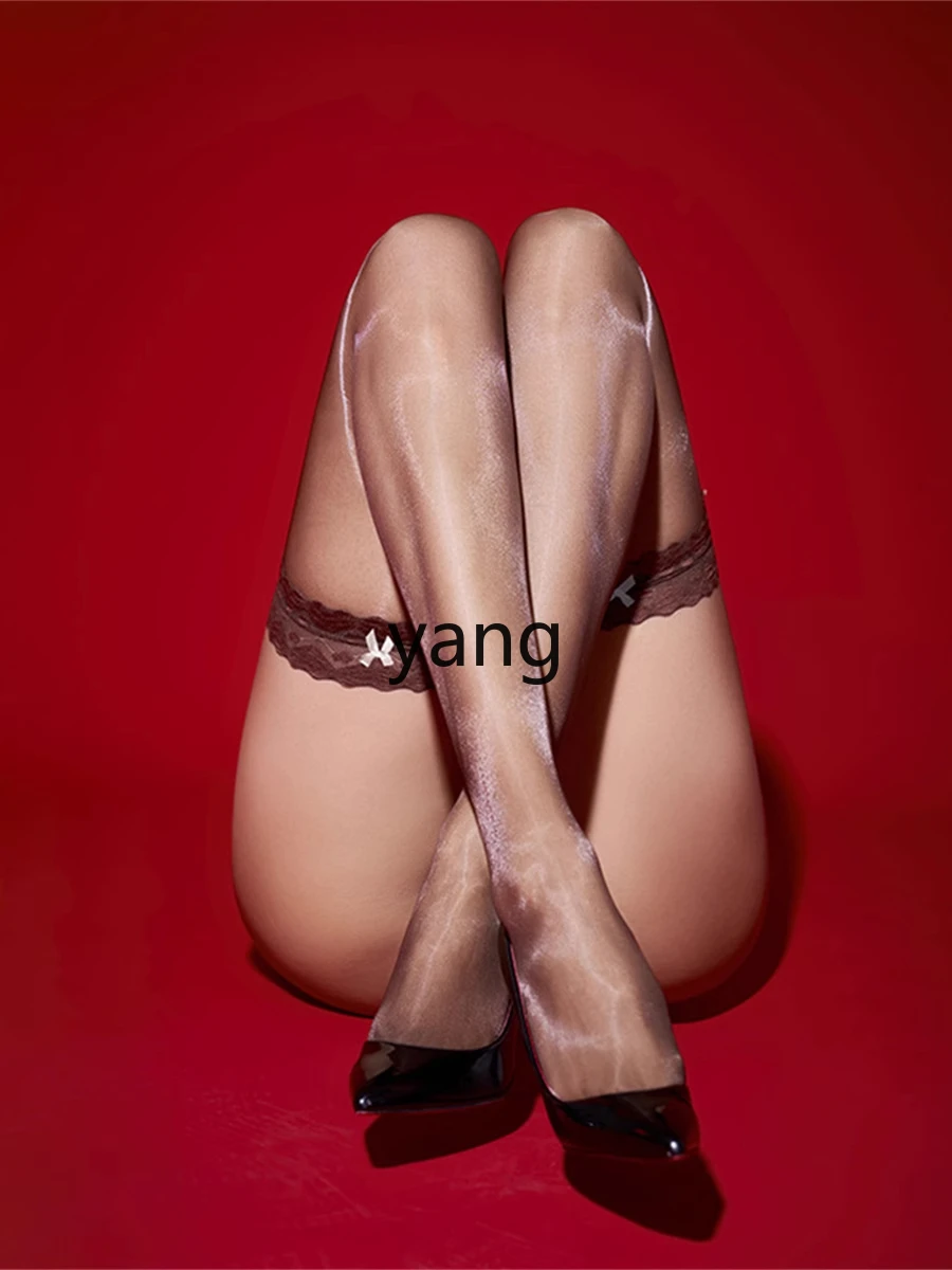 LMM stockings bow white silk half-cut knee red edge black silk flesh-colored thigh socks