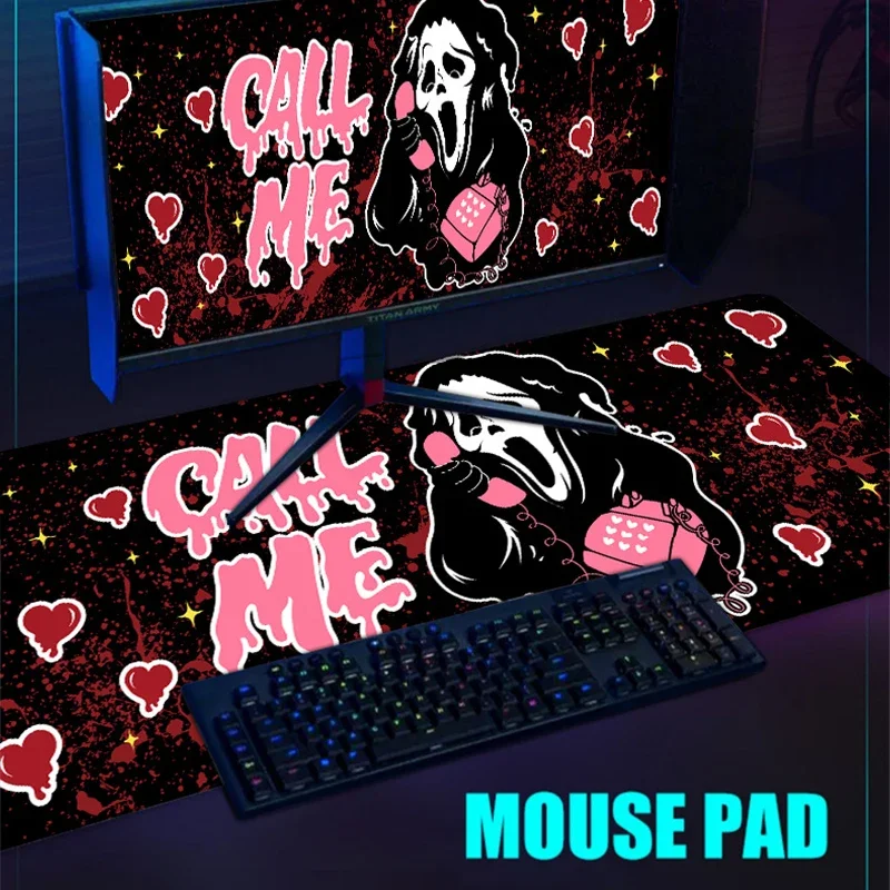 Mouse Pad Halloween Ghost Pink Skull Gamer Keyboard Keycaps Gaming Laptop Table Pads Cute XXL Large Desk Mat Pc Accessories Mats